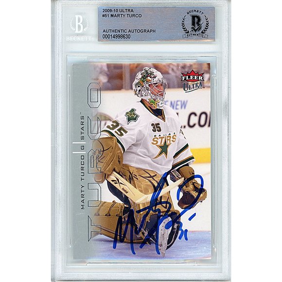 Marty Turco Signed 2009-2010 Fleer Ultra Hockey Card Beckett Stars Autograph BAS - Picture 1 of 4